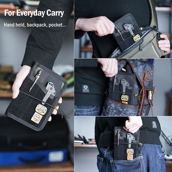 Viperade VE11-Black Organizer 500D Polyestergewebe EDC Pouch mit Klett Area und Bead Pig