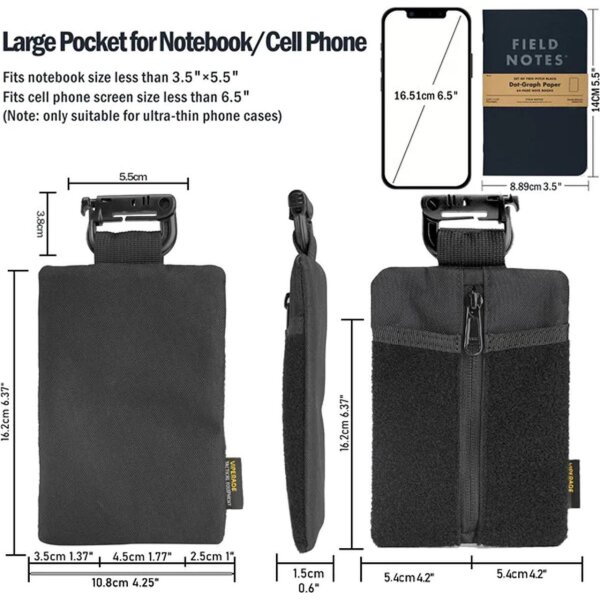Viperade VE24-Black Organizer 500D Polyester EDC Pouch mit Klett Area