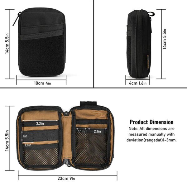 Viperade VE26-Black Organizer 500D Polyester EDC Pouch mit Klett Area