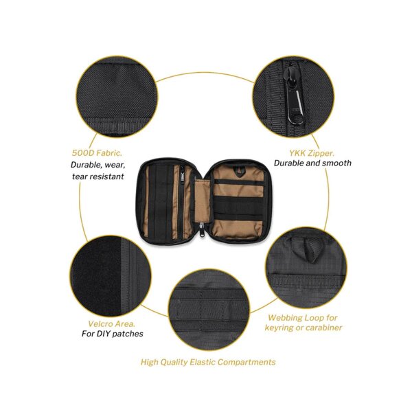 Viperade VE30-Black Organizer 500D Nylon Gewebe EDC Tool Pouch mit Klett Area