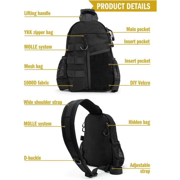 Viperade CHS1 Lighweight Sling Bag EDC Rucksack Cross Bag