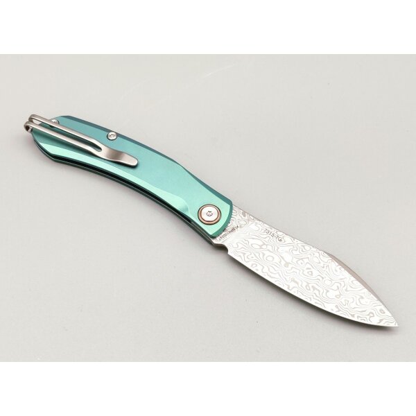 SanRenmu Messer 7315-TG Slipjoint Frozen Mint Damast Titangriff