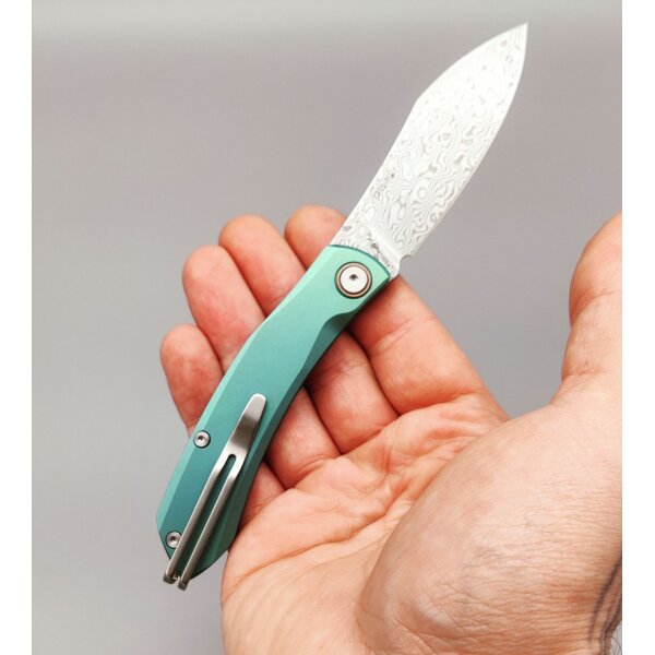 SanRenmu Messer 7315-TG Slipjoint Frozen Mint Damast Titangriff