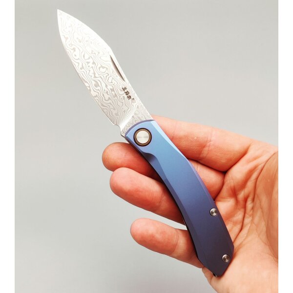 SanRenmu Messer 7315-TU Slipjoint After Rain Damast Titangriff