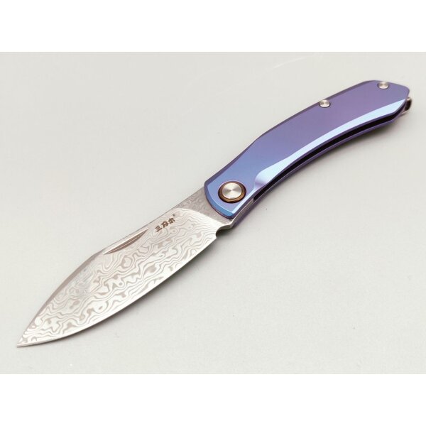 SanRenmu Messer 7315-TU Slipjoint After Rain Damast Titangriff