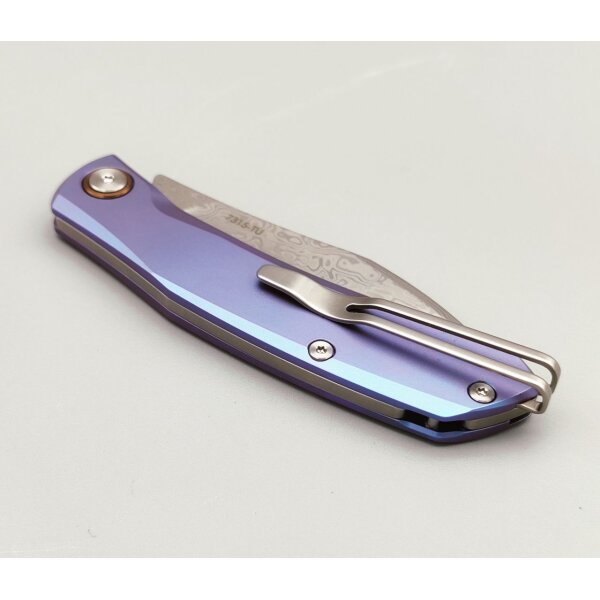 SanRenmu Messer 7315-TU Slipjoint After Rain Damast Titangriff