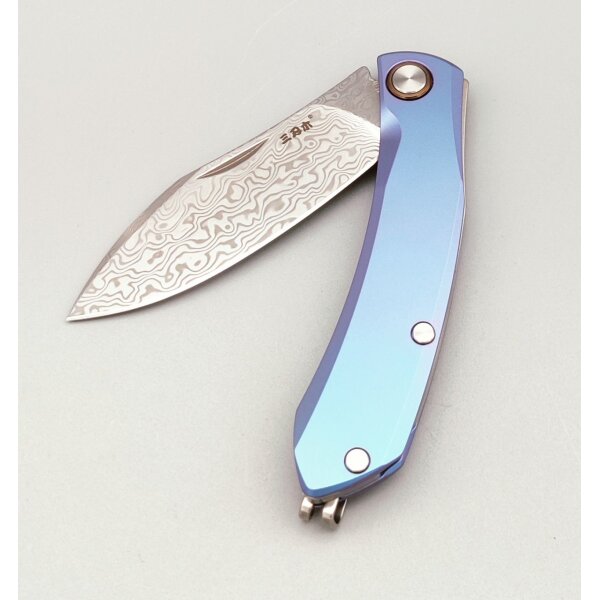 SanRenmu Messer 7315-TU Slipjoint After Rain Damast Titangriff