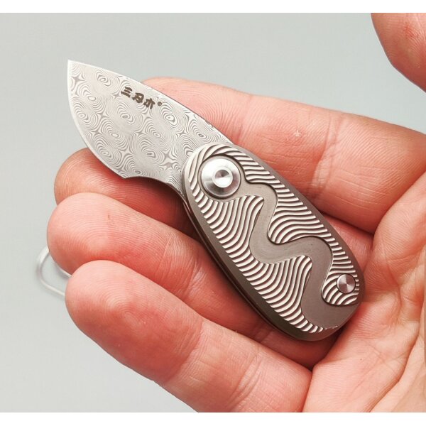 SanRenMu 6178 TC4 Neck Knife Slipjoint mit Damast Klinge