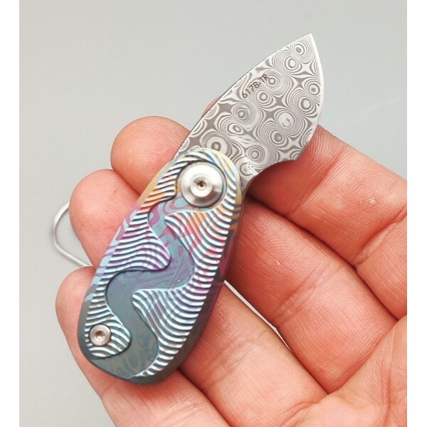 SanRenMu 6178-TR TC4 Neck Knife Slipjoint mit Damast Klinge