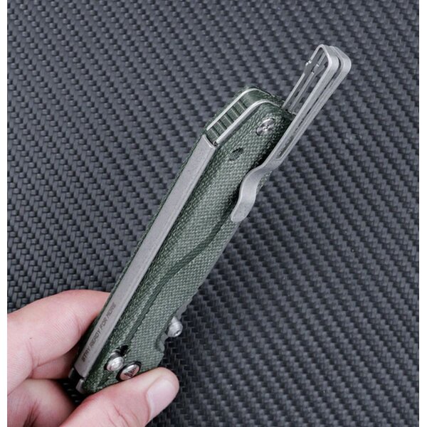 SRM Knives Rubik 7228B-MG Green Micarta 14C28N Stahl Ambi-Clip