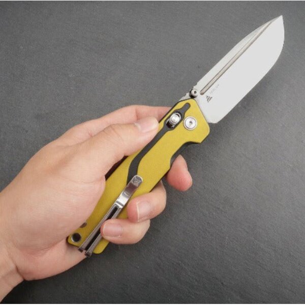 SRM Knives 7228L-GW Rubik VG-10 Ambi Lock yellow