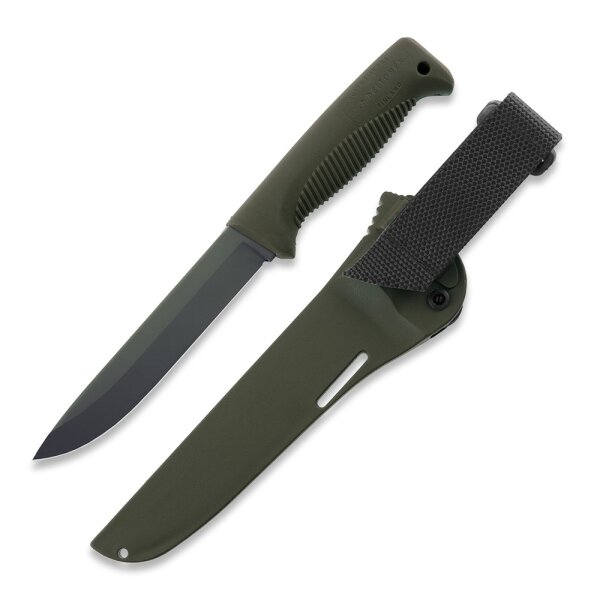 Peltonen Knives Sissipuukko M95 Ranger Knife Cerakote Kunststoffscheide OD Green