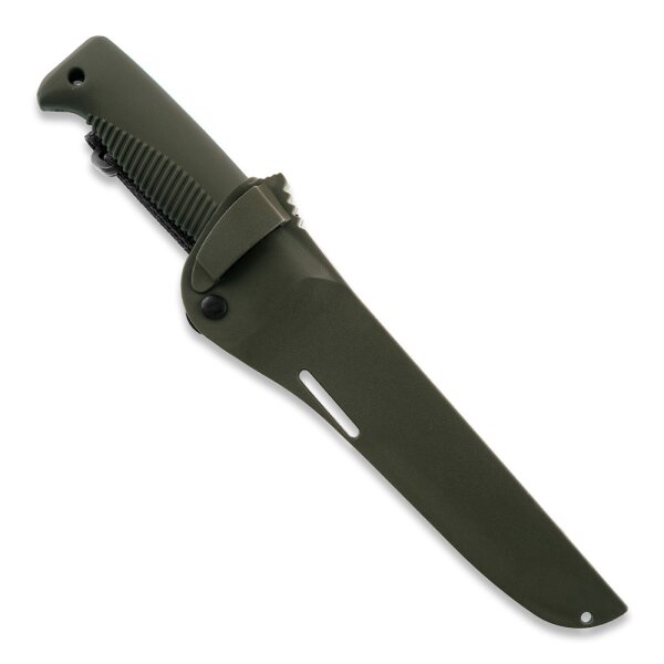 Peltonen Knives Sissipuukko M95 Ranger Knife Cerakote Kunststoffscheide OD Green