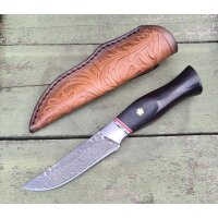 Albainox Damast Holzgriff mit Lederscheide