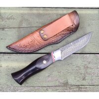 Albainox Damast Holzgriff mit Lederscheide
