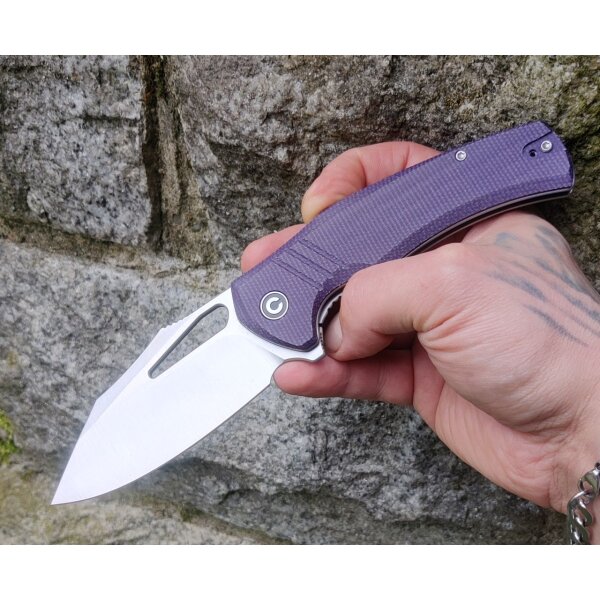 CIVIVI BullTusk Purple Canvas Micarta 14C28N Stahl