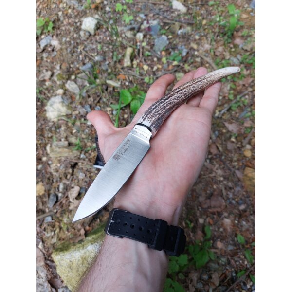 Joker Gabato Jagdmesser Messer mit Hirschhorn Fixed Lederscheide
