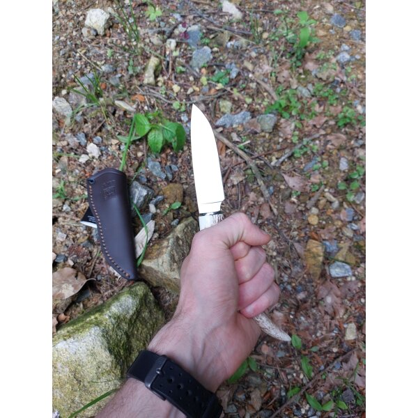 Joker Gabato Jagdmesser Messer mit Hirschhorn Fixed Lederscheide