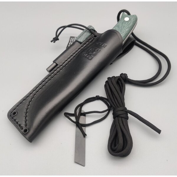 Joker Oso TS1 Jagdmesser Green Micarta + Lederscheide  Feuerstarter