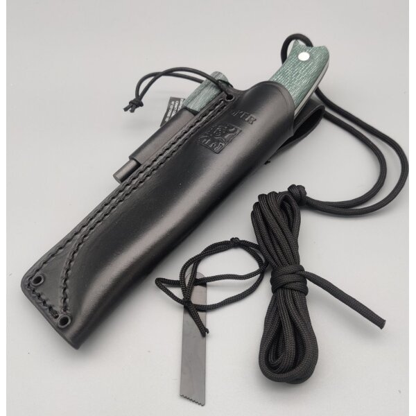 Joker Oso TS1 Jagdmesser Green Micarta + Lederscheide  Feuerstarter