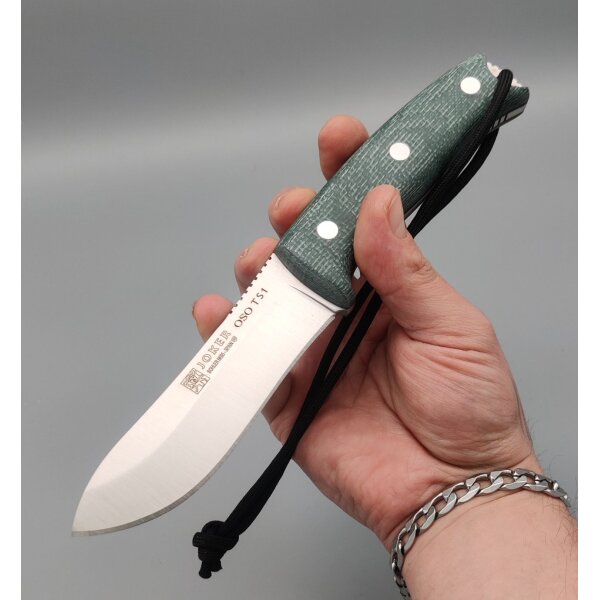 Joker Oso TS1 Jagdmesser Green Micarta + Lederscheide  Feuerstarter