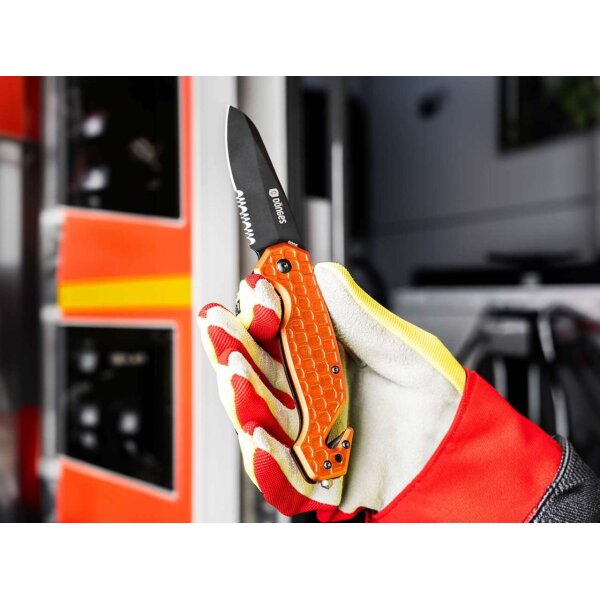 Dönges Basic Rescue Rettungsmesser Orange Gurtschneider Glasbrecher Aluminium 440A Stahl 01DG002