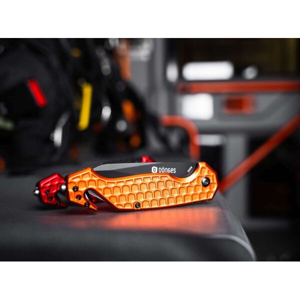 Dönges Basic Rescue Rettungsmesser Orange Gurtschneider Glasbrecher Aluminium 440A Stahl 01DG002