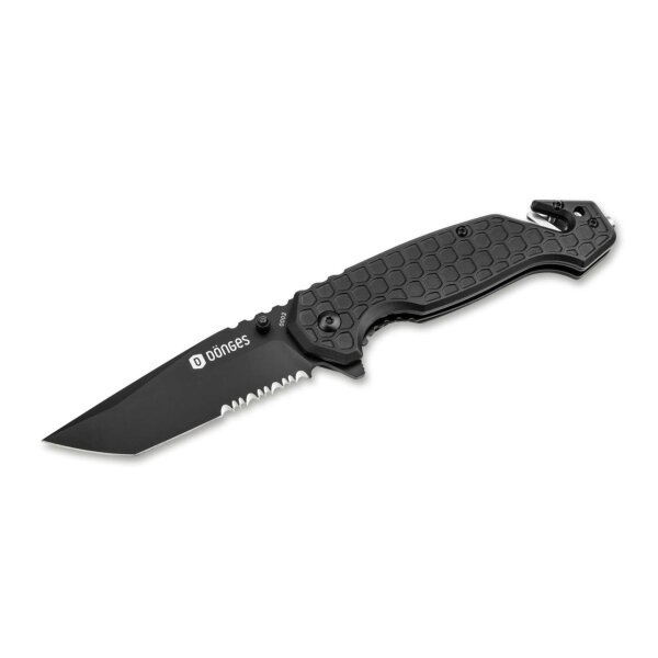 Dönges Basic Tactical Rettungsmesser Schwarz Gurtschneider Glasbrecher Aluminium 440A Stahl 01DG003