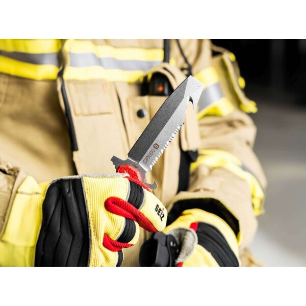 Dönges Expert Fire Fixed D2 Stahl und G10 Griff Gurtschneider feststehendes Messer 02DG001