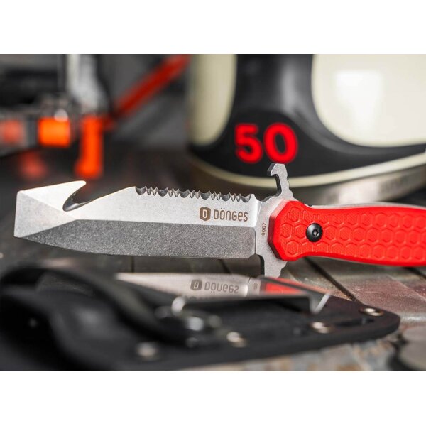 Dönges Expert Fire Fixed D2 Stahl und G10 Griff Gurtschneider feststehendes Messer 02DG001
