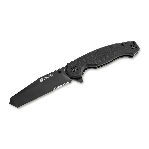 Dönges Professional Tactical Rettungsmesser Taschenmesser Schwarz Aluminium 440A D2 Stahl 01DG006
