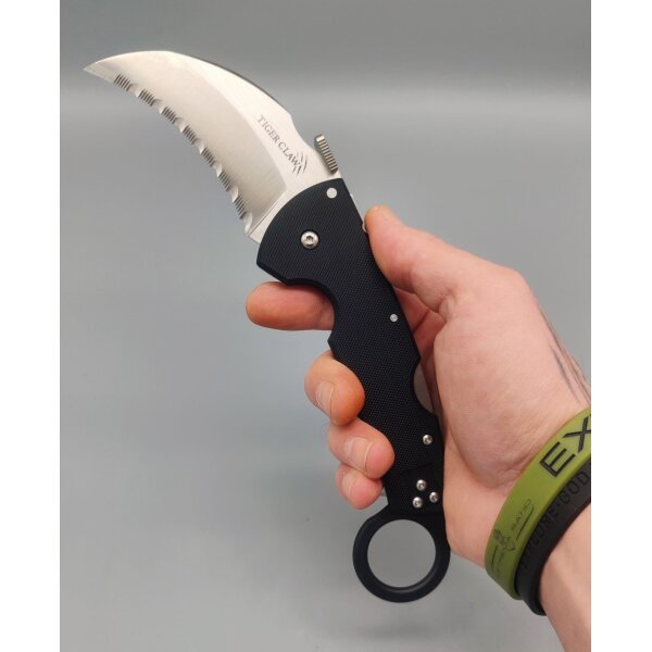 Cold Steel Tiger Claw Karambit Tri-Ad Lock Serrated Edge Wellenschliff CTS XHP