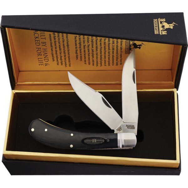 Rough Ryder Black Reserve Bearhead Saddle Horn Pakkawood RR2571 Doctor Knife Sammlernbox