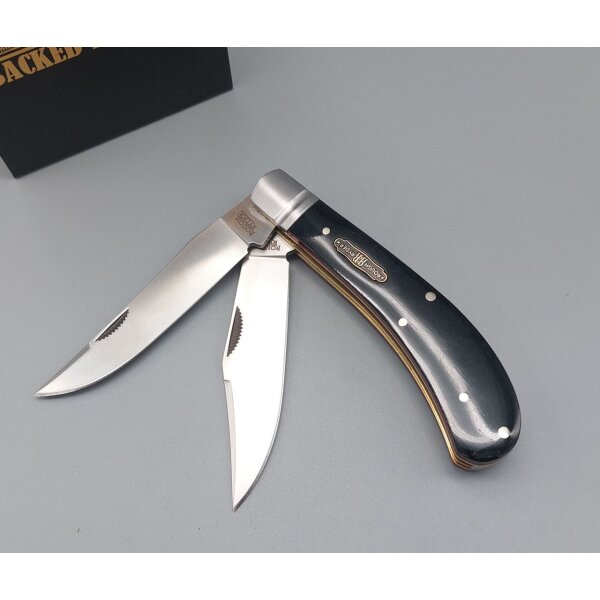 Rough Ryder Black Reserve Bearhead Saddle Horn Pakkawood RR2571 Doctor Knife Sammlernbox