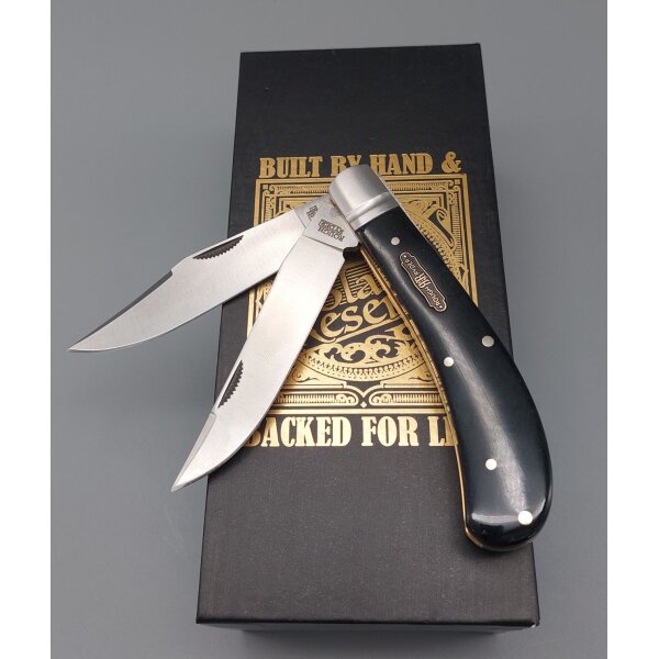 Rough Ryder Black Reserve Bearhead Saddle Horn Pakkawood RR2571 Doctor Knife Sammlernbox
