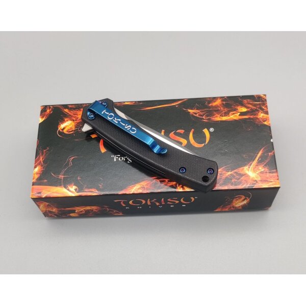 Tokisu Akogare Taschenmesser D2 Stahl Blue Carbon