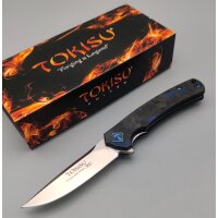Tokisu Akogare Taschenmesser D2 Stahl Blue Carbon