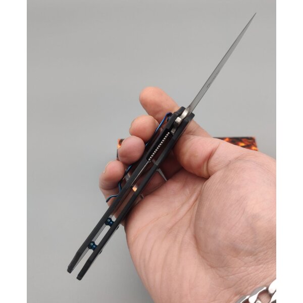 Tokisu Mottainai Taschenmesser D2 Stahl Blue Carbon