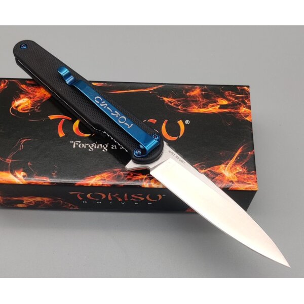 Tokisu Omotenashi Taschenmesser D2 Stahl Blue Carbon