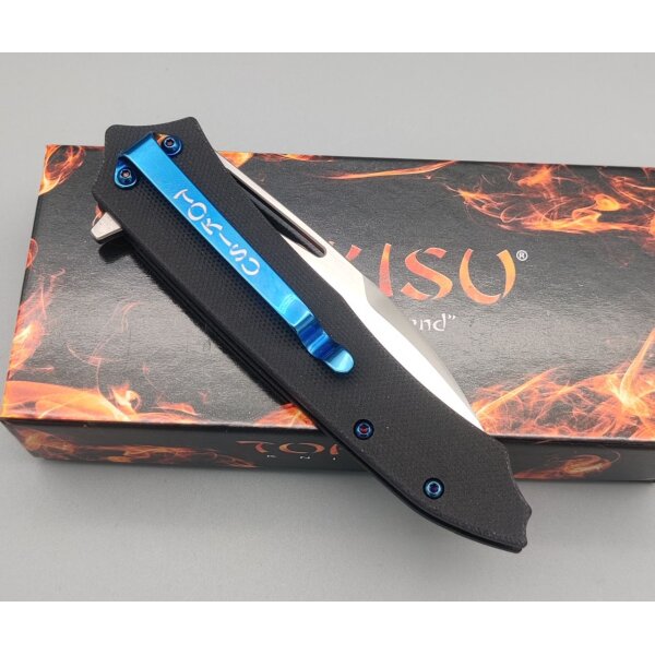 Tokisu Omotenashi Taschenmesser D2 Stahl Blue Carbon