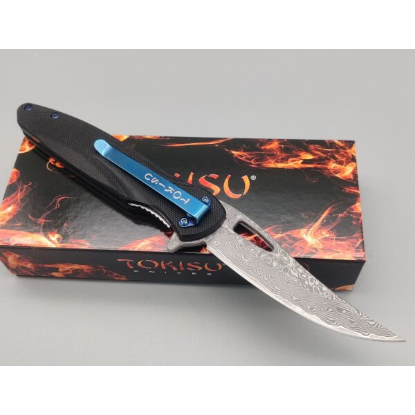 Tokisu Irusu Damast Flipper Damaststahl G10 Griff