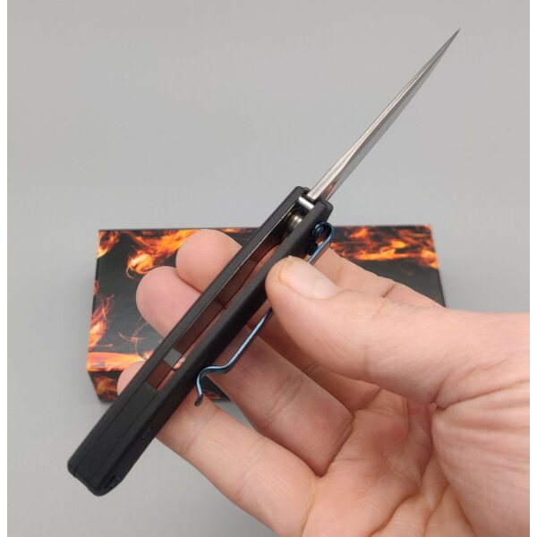 Tokisu Akogare Damast Flipper Damaststahl Blue Carbon