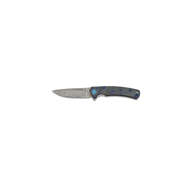 Tokisu Akogare Damast Flipper Damaststahl Blue Carbon