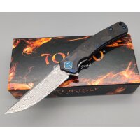 Tokisu Akogare Damast Flipper Damaststahl Blue Carbon