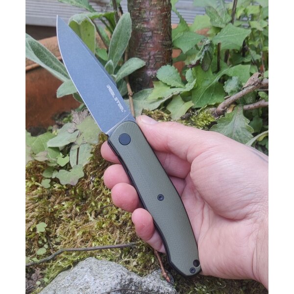 Real Steel Serenity OD Green G10 Frontflipper Linerlock