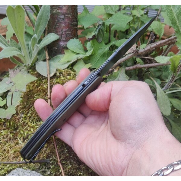 Real Steel Serenity OD Green G10 Frontflipper Linerlock