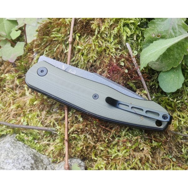 Real Steel Serenity OD Green G10 Frontflipper Linerlock