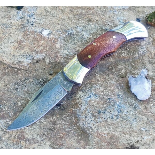 Böker Magnum Damast Lady Wurzelholz Backlock Edelstahl 01MB788DAM