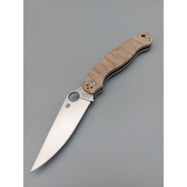 Spyderco Military 2 Brown Canvas Micarta CPM CRU-WEAR PlainEdge 01SP1253