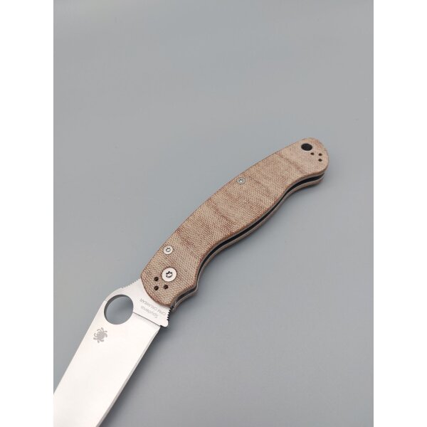 Spyderco Military 2 Brown Canvas Micarta CPM CRU-WEAR PlainEdge 01SP1253